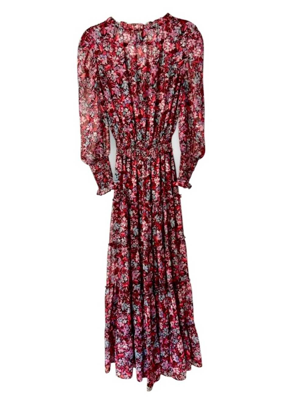 MISA Los Angeles Xirena Floral Ruffle Maxi Dress Purple Pink Size Small - Picture 2 of 10